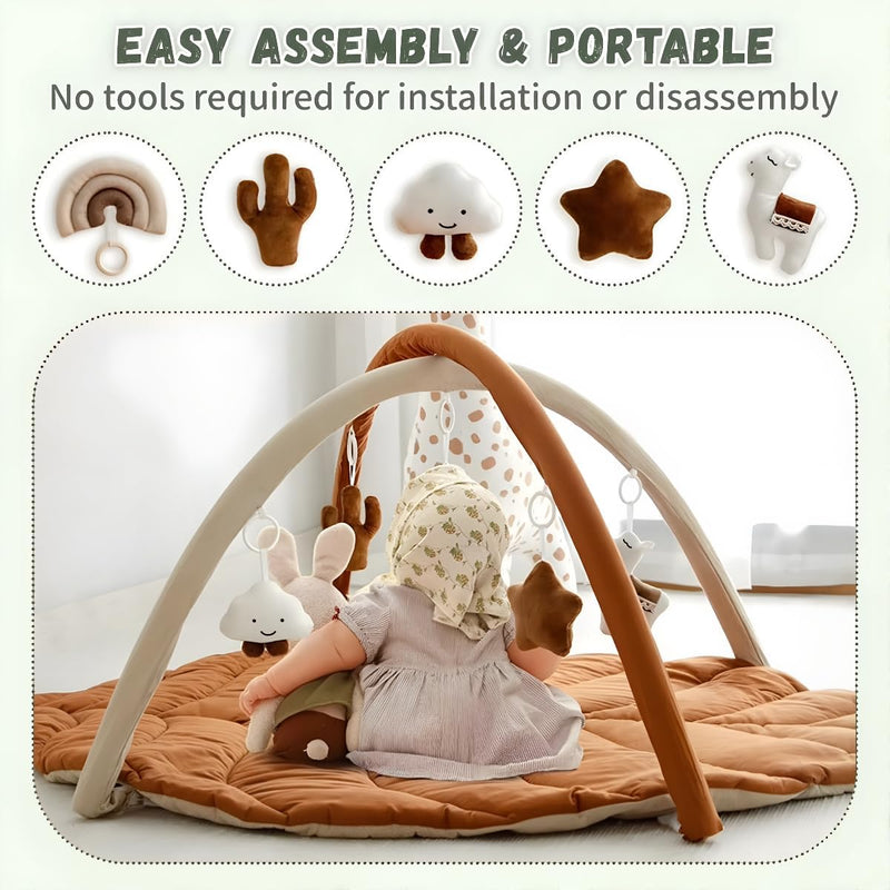 3Clock Leaf Shaped Baby Play Mat,Infant Activity Center for Newborn to Develop Motor Cognition Leaves Leaf-Shaped Baby Play Gym & Activity Mat, Tummy Time Mat with 5 Detachable Toys (Green)