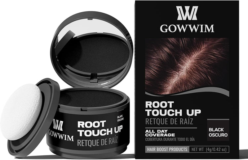 Gowwim Root Touch up Powder, Instantly Gray Hair Cover up Hairline Powder for Women & Men Waterproof and Sweatproof Root Cover Up Long-Lasting for Thinning & Loss Hair (D-Brown) - Black