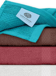 White Classic Luxury Cotton Washcloths - Small Hotel Spa Bathroom Face Towel | 12 Pack |