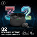 JBL Wave Beam 2 Adaptive Noise Cancelling with Smart Ambient True Wireless Earbuds, Deep Bass, Comfort Fit, 40H Battery, Hands-Free + VoiceAware, Water and Dust Resistant - Black, JBLWBEAM2BLK