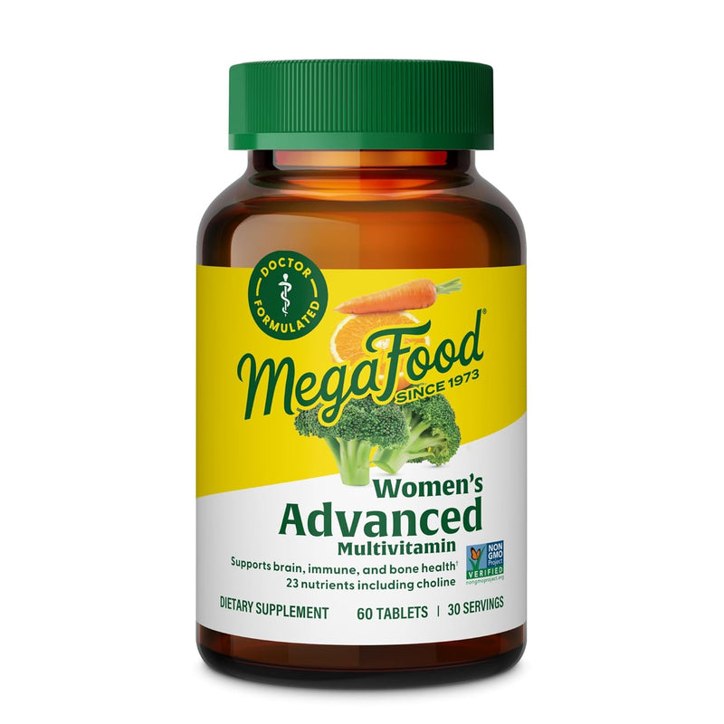 MegaFood Women's Multivitamin - Multivitamin Supplement with Iron, Biotin, Zinc, and Vitamins C, D3, B12, E, and More - Gluten-Free, Vegetarian & Made without Dairy & Soy - 60 Tabs (30 Servings)