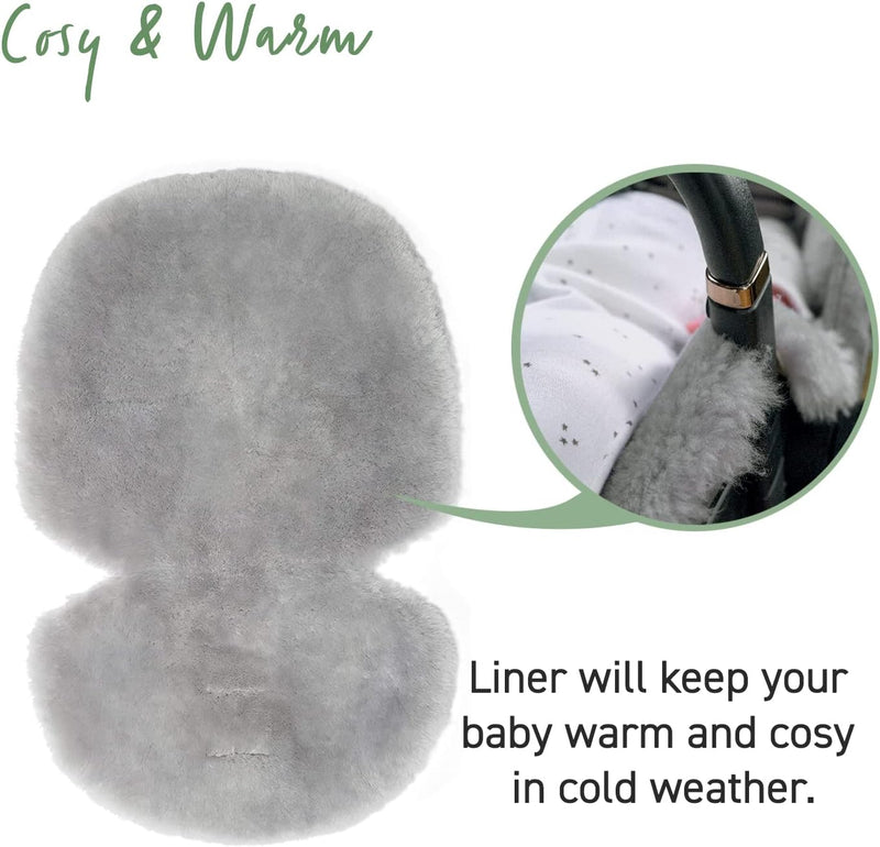 Mamas & Papas Baby Luxury Sheepskin Liner for Pram, Pushchair, Buggy, Stroller – Grey