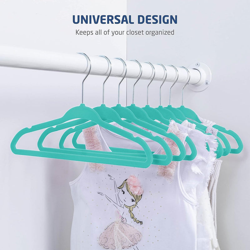 ZOBER Hangers For Baby Clothes - Chrome Swivel Hook - Non Slip Toddler Hangers for Baby and Children Clothes Space saving - Hanger for Everyday Use Set Of 10 - Pink