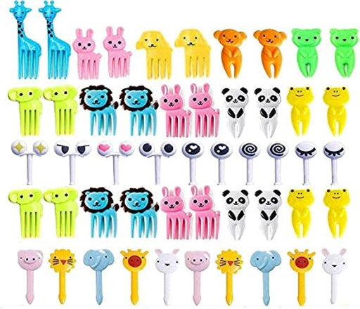 50 Pcs Food Fruit Fork Picks for Kids Cute Animals Bento Box Decor ForksCake Little Forks Dessert Forks Mini Cartoon Toothpick for Cake Dessert Pastry Party Supply
