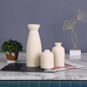 Heifgott Beige Ceramic vase Set-3 Small Flower vases for Decor,Modern Home Decor, Vases for Decor,Pampas Grass Vase,Dried Flowers Vases,Living Room,Table Shelf, Centerpieces Decoration