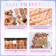 Kate Shimmer Wall Backdrop Sliver Wall Panels 12Pcs Square Sequin Shimmer Wall Backdrop Decoration for Birthday Party,Wedding, Anniversary