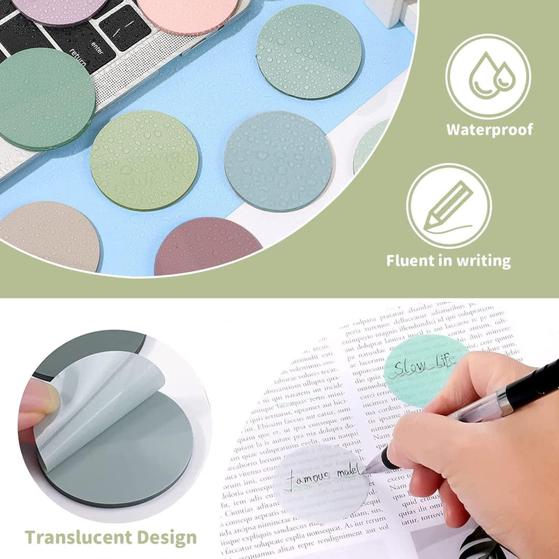 Transparent Notes, 400 Sheets Transparent Sticky Notes, Round Translucent Sticky Notes for Books, Home, Office, School (8 Colors)