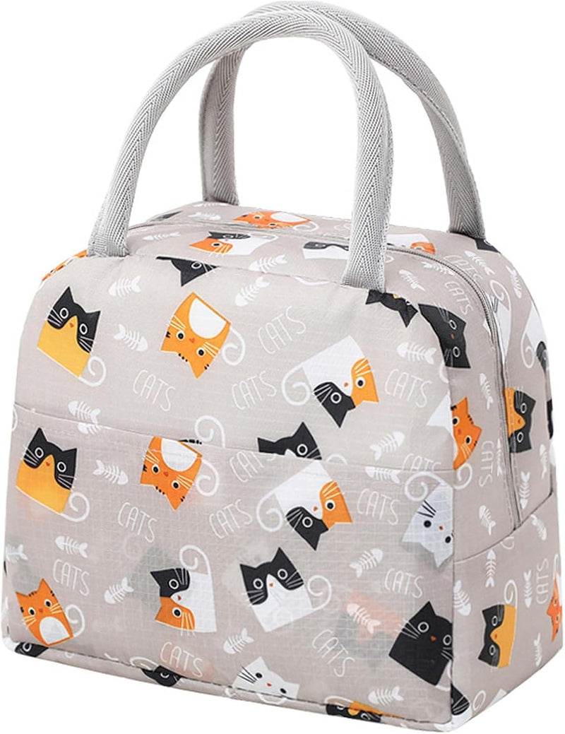 Insulated Lunch Bag,Cartoon Small Bento Tote Bag for Kids Girls & Students, Waterproof Cute Thermal Lunch Box Bag for School, Work, Picnic & Outdoor Activities(Pink Horse) - Light Coffee