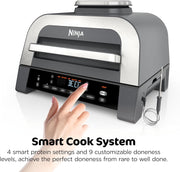 Ninja Foodi Smart XL 6-in-1 Indoor Grill with Air Fry, Roast, Bake, Broil, & Dehydrate, Foodi Smart Thermometer, 2nd Generation, Black/Silver, DG551ME, 2 Years Warranty