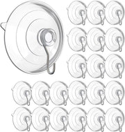 IBAMA 60mm Large Suction Cup Hooks Strong Clear PVC Cup with Metal Hooks Removable, Waterproof, and Oil Proof Ideal for Kitchen Bathroom Shower Wall Window Glass Door(24 Pack)