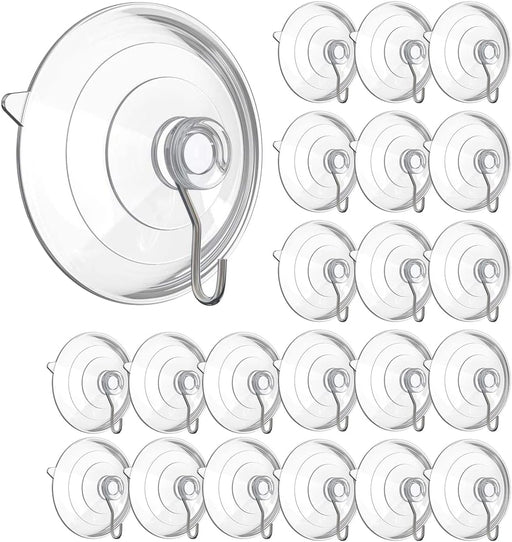 IBAMA 60mm Large Suction Cup Hooks Strong Clear PVC Cup with Metal Hooks Removable, Waterproof, and Oil Proof Ideal for Kitchen Bathroom Shower Wall Window Glass Door(24 Pack)