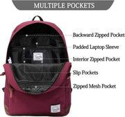 VASCHY Men's Backpack, Women's Waterproof School Bag, Boy Girl Computer 15.6 Inch Vintage for School, College, Work, Travel, Leisure