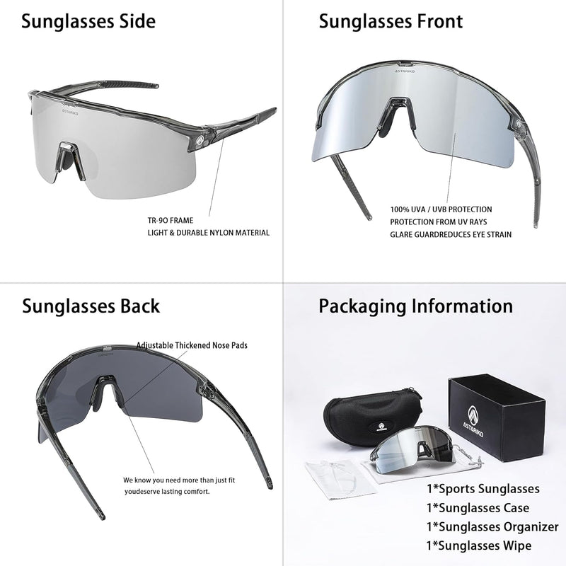 ASTARIKO Polarized Sports Sunglasses for Men & Women – UV400 Protection, Anti-Slip TR90 Half-Frame for Running, Cycling, Golf & Outdoor Activities
