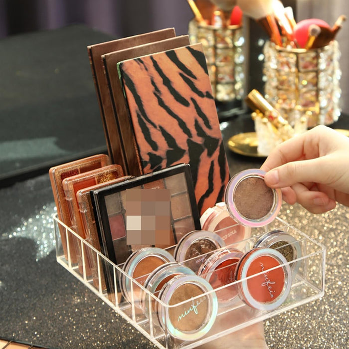 U-HOOME Acrylic Cosmetic Storage Display Boxes, Makeup Organizer 7-Compartment Storage For Eyeshadow, Contour Kits, Blush For Dresser & Vanity
