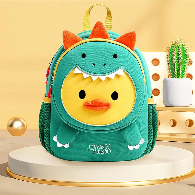Cute Toddler Backpack Toddler Bag Schoolbag Animal 3D Cartoon Mini Travel Bag for Baby Girl Boy 2-8 Years Small Kids Daypack,Dinosaur Duck, multi