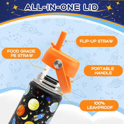 Kids Water Bottle 350ml Stainless Steel Hydro Flask Wall Insulated Thermos Bottle with Straw Lid BPA Free Cup Hot Cold Sports Toddler School Boys Girls 12oz (SPORTS, 350ML)