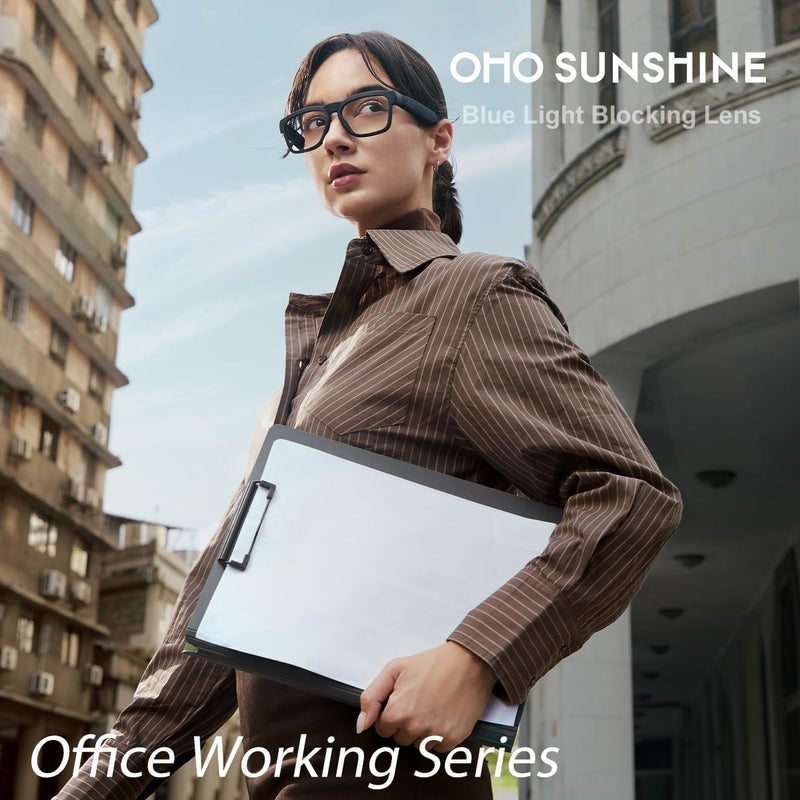 OhO sunshine OhO Bluetooth Sunglasses,Voice Control and Open Ear Style Smart Glasses Listen Music and Calls with Volume UP and Down,Bluetooth 5.0 Audio Glasses and IP44 Waterproof, unisex-adult