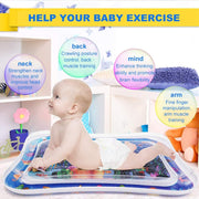Jestilo Inflatable Tummy Time Water Mat Baby Infant and Toddler Play Sensory Toys for Early Development Activities Age 3 to 12 Months - JellyFish Blue