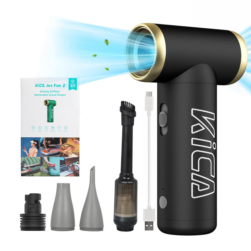 KiCA JETFAN 2.0 Electric Air Duster Fan Multipurpose Fan for Computer Keyboard Electronics Cleaning, Outdoor Hiking, Air Cushion Inflation, BBQ, 101000 RPM and Aluminum Material
