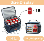 Insulated Lunch Bag for Men and women,Leak-Proof Cooler Lunch Box,Large Lunch Cooler Bag for Work,Travel,Picnic,navy blue,14L