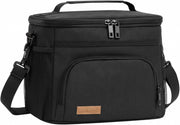 Insulated Lunch Box for Men & Women - Leak-Proof Cooler Lunch Bag with 4 Pockets, Adjustable Strap, Ideal for Work, Picnic, Travel - Medium, Black