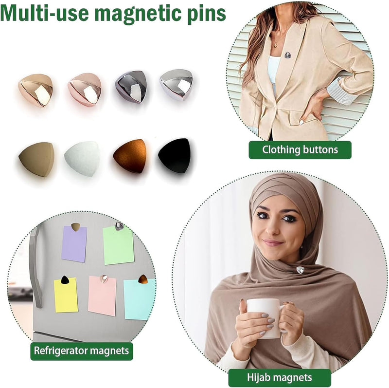Magnetic Hijab Pins - Multi-Use Electroplating Painting Process, Strongest Commercial Strength Clips for Women Scarf, Mix Color 8pcs