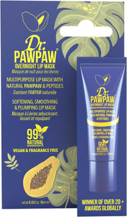 Dr.PAWPAW Overnight Lip Mask - Multi-Purpose Balm, Natural Pawpaw & Peptides Smooth Skin, Cracked Lips, Vegan, Ethical Beauty & Fregrance Free (25 ml)