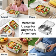 HASTHIP Stainless Steel Bento Box 850ml, Leak-Proof Lunch Box with Removable Compartment, Durable Portable Food Container for Kids and Adults, Dishwasher Safe Meal Prep Storage