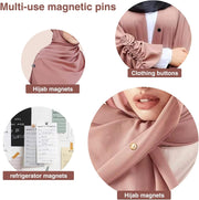 Premium Strong Multi-Use Colorful Scarf Small Magnetic Hijab Magnets, Commercial Strength Hijab Pins - 8 Pairs