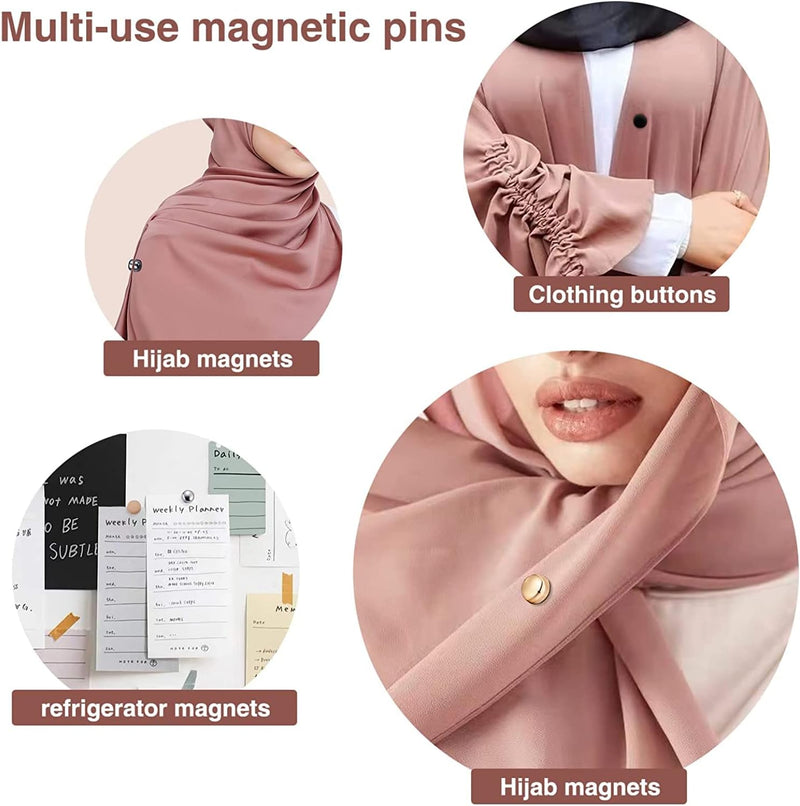 Premium Strong Multi-Use Colorful Scarf Small Magnetic Hijab Magnets, Commercial Strength Hijab Pins - 8 Pairs