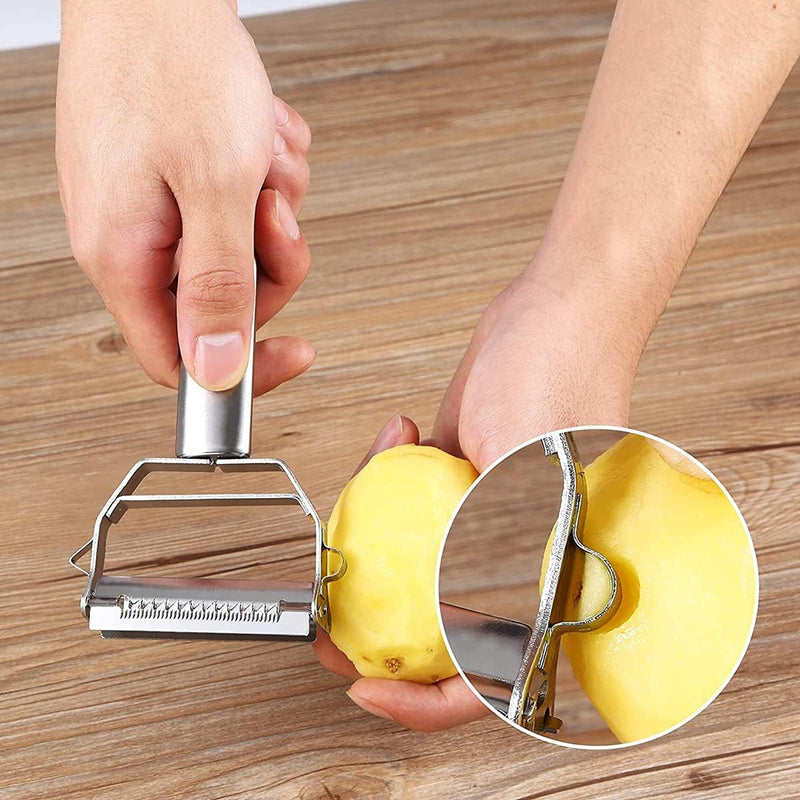 DELFINO Peeler Stainless Steel Cutter Slicer for Carrot Potato Melon Gadget Vegetable Fruit Steel Peeler Double Sided Blade Multi-functional Vegetable Cutter and Fruit Slicer Dual Blade for Kitchen