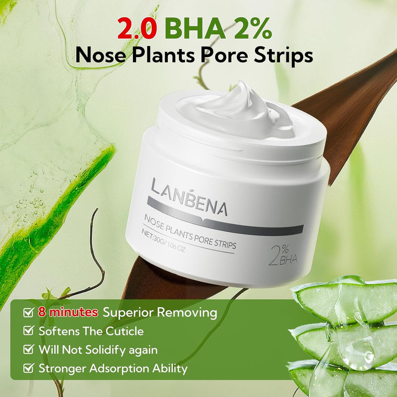 LANBENA Blackhead Remover, Nose Plants Pore Strips Deep Cleansing Peel off Mask & 60Pcs Nose StripsBlack Heads Remover from Face