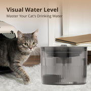 Mumoo Bear Cat Water Fountain, 2 L Water Dispenser for Cats with LED Water Level Window, Automatic Pet Drinking Fountain with 1 Carbon Filter