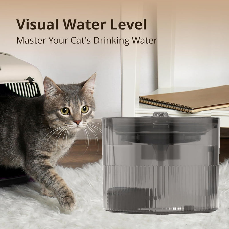 Mumoo Bear Cat Water Fountain, 2 L Water Dispenser for Cats with LED Water Level Window, Automatic Pet Drinking Fountain with 1 Carbon Filter