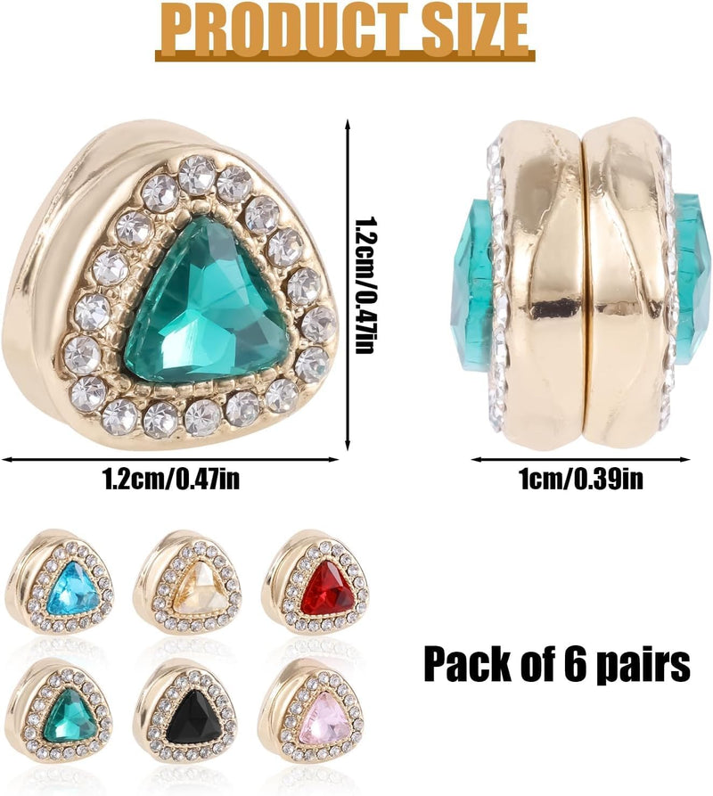 6 Pairs Hijab Magnets, Strong Magnetic Hijab Pins with Rhinestones, 6-Color Modesty Pins for Scarves, Niqab, Islamic Shawls, and Women’s Clothing (Style 2)