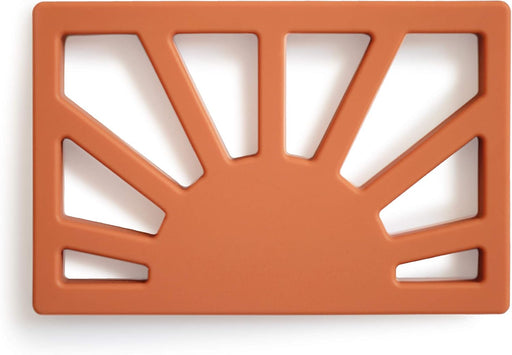 Silicone Baby Teether Shapes 3+ Months Easy Grip Soft Soothing Teething Toy Irritated Gum Relief Food Grade Silicone 100% BPA Free Made in Denmark Sun (Clay) - Sun (Clay)