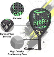 VEA Diamond Pro Padel Rackets (2-Pack) with 2 Tubes of Balls Carbon Fiber Racquets, EVA Core, 6 Balls Professional Padel Set for Doubles