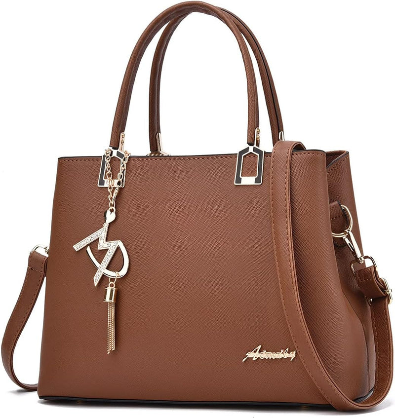 Womens Purses and Handbags Shoulder Bags Ladies Designer Top Handle Satchel Tote Bag - Brown
