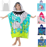 Soft Microfiber Swim Towel with Hood for Bath and Beach, for Kids Ages 3-10, Dinosaur 2 - green Fits 3-10 years