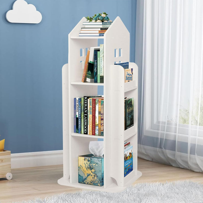 Rotating Bookshelf 3-Tier 360 Revolving Children's Bookcase Floor Standing Corner Books Storage Shelf for Playroom Study Room Bedroom Livingroom Kids Room