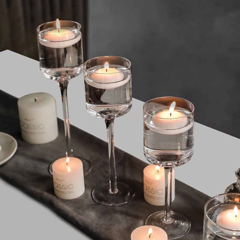 Uniface 3Pcs Elegant Tall Glass Candle Holders,Clear Candlestick Holders,Candle Sticks Holder Decor Candle Stand for Dining,Wedding,Party,Home,Valentines Day