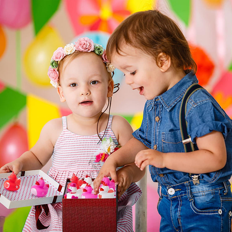 Haooryx 20Pcs Summer Beach Rubber Duckies Float Bathtub Ducky Swimming Pool Toys Summer Theme Novelty Funny Squeeze Ducks for Kids Birthday Party Favors Prize Rewards Baby Shower Bath Toys Decoration