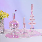Rtteri 3 Pcs Glass Candlestick Holders Glass Taper Candle Holders Groovy Candlestick Wavy Glass Candlestick Holders Elegant Glass Candlestick Glass Vases for Home Party Centerpiece (Green)