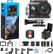 AKASO EK7000 4K30FPS 20MP WiFi Action Camera with EIS 4X Zoom Ultra HD 131FT Waterproof Underwater Camera with 170 Degree Wide Angle Remote Control Support External Microphone Black - 0 GB