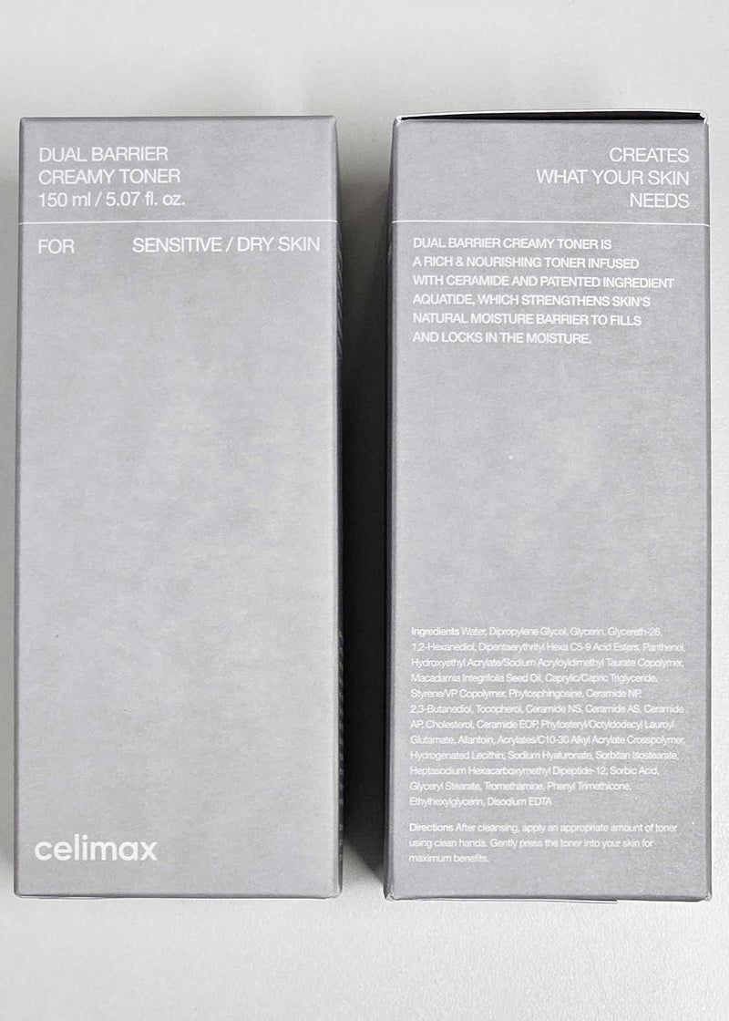 Dual Barrier Creamy Toner with Ceramides, Oil & Alcohol Free, Facial Astringent, Hydrating, Calming, Soothing, Non Irritating, Dry Sensitive Oily Combination Skin,150ml