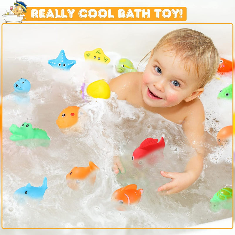 Chivao 50 Pcs Baby Bath Toys Bulk Infant Bath Toys Water Float Squeak Rubber Animal Toys Bathtub Pool Toy for Toddlers Kids Bath Time Shower Party Favors Birthday Gifts (Jungle Style)