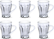 FEELINGS Glass Tea Mug 6PCS Set Coffee & Tea Cups,Crystal Clear, Durable, Heat-Resistant (190ML) - 175ML