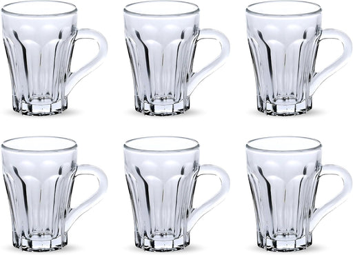 FEELINGS Glass Tea Mug 6PCS Set Coffee & Tea Cups,Crystal Clear, Durable, Heat-Resistant (190ML) - 175ML