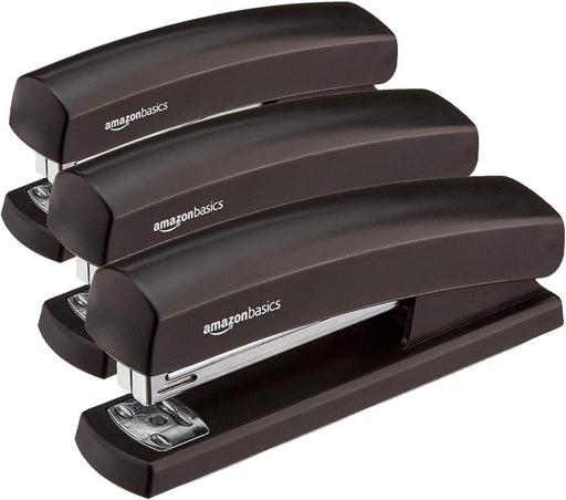 Amazon Basics Stapler With 1000 Staples, Matte Black - 3-pack 1000 staples