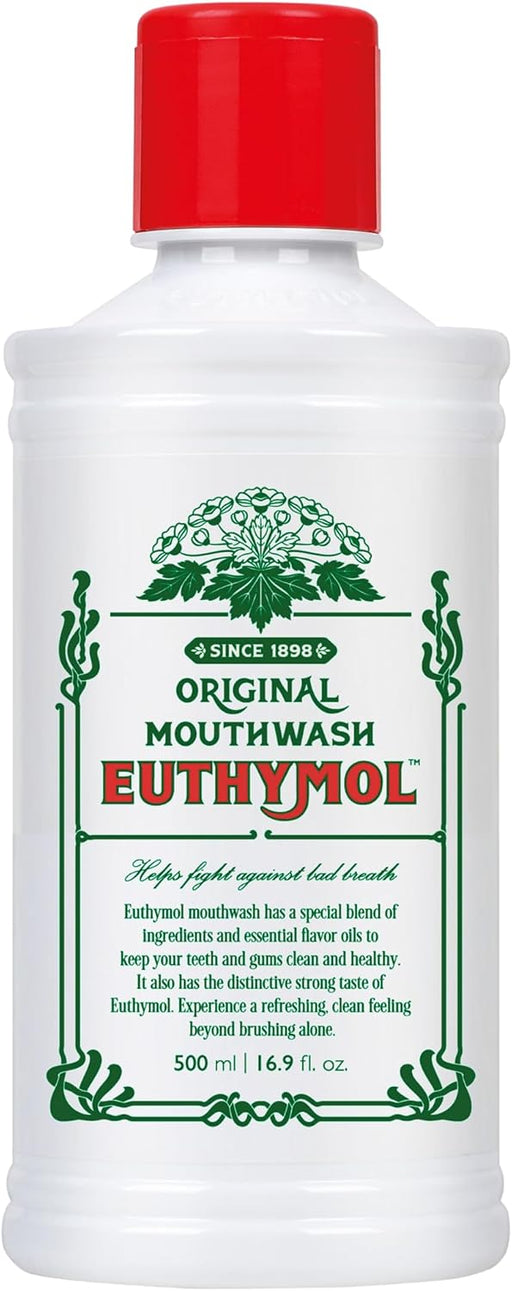 Mouthwash Original 500ml, Flouride Free Alcohol-Free, Distinctive Strong Taste Flavour, Reduce Plaque Gingival Clean Healty Teeth Gums, Freshens Breath Refreshing Daily Oral Dental Care - 500 ml